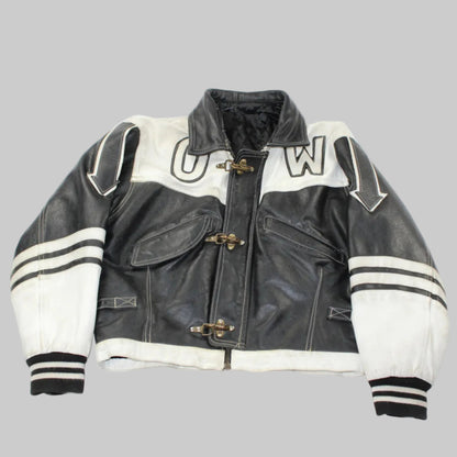veste en cuir attache fireman