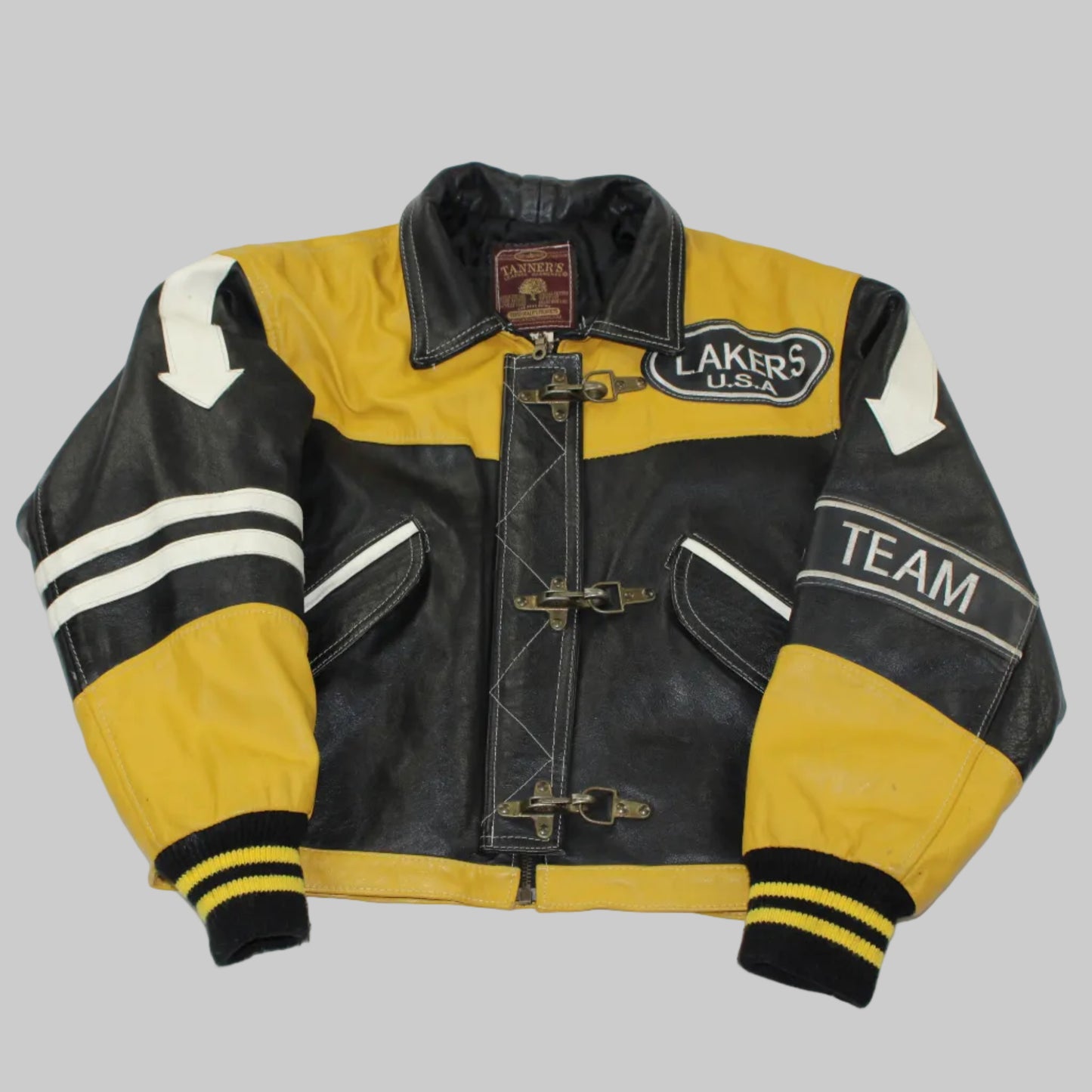 Veste en cuir vintage attache Fireman