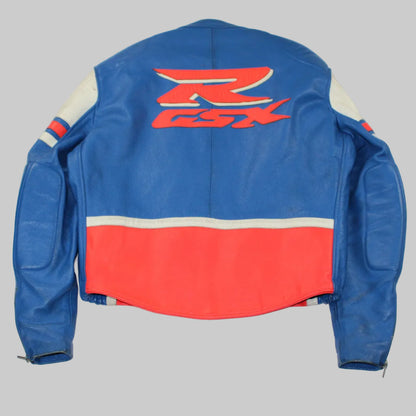 Veste en cuir moto vintage Suzuki GSX-R