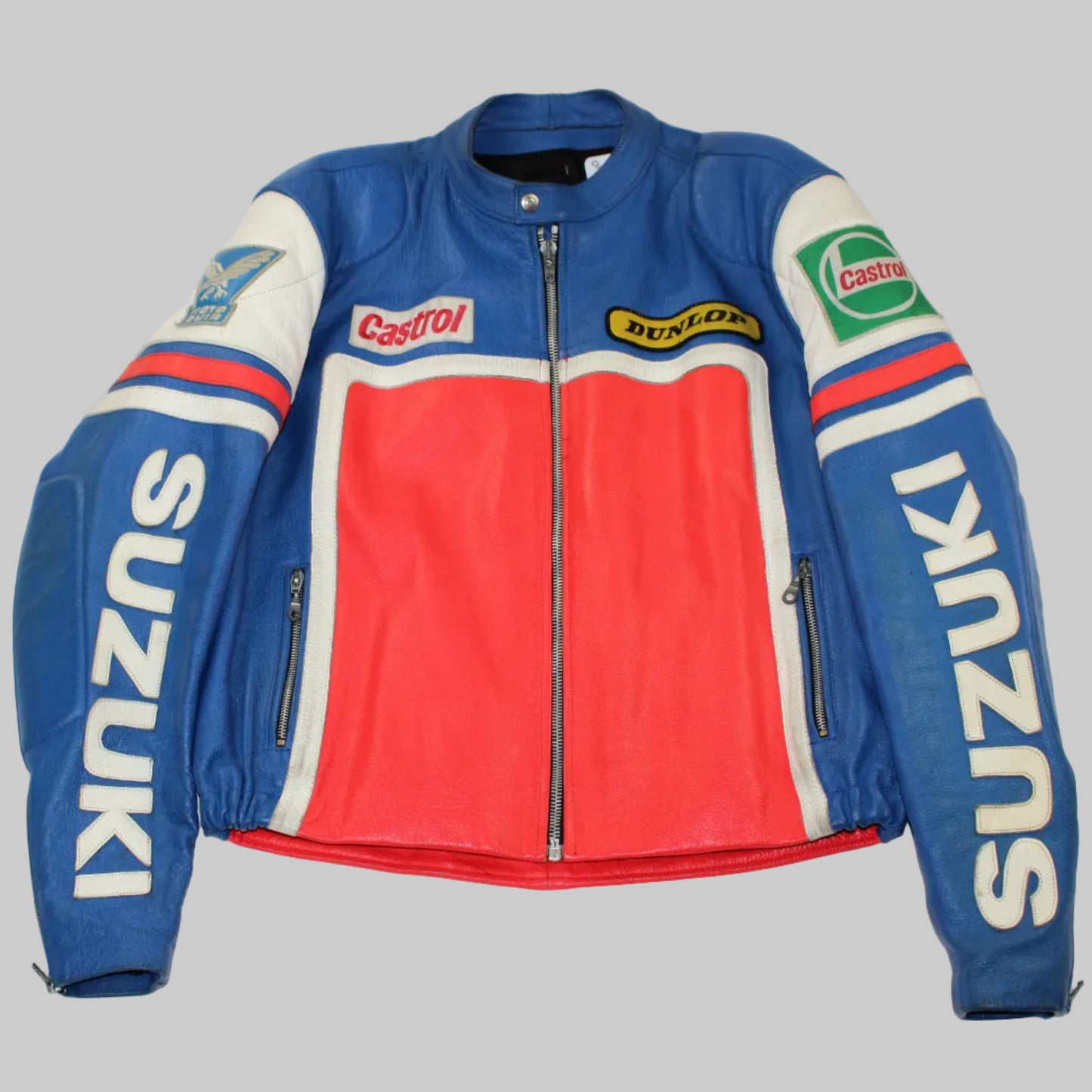 Veste en cuir moto vintage Suzuki GSX-R