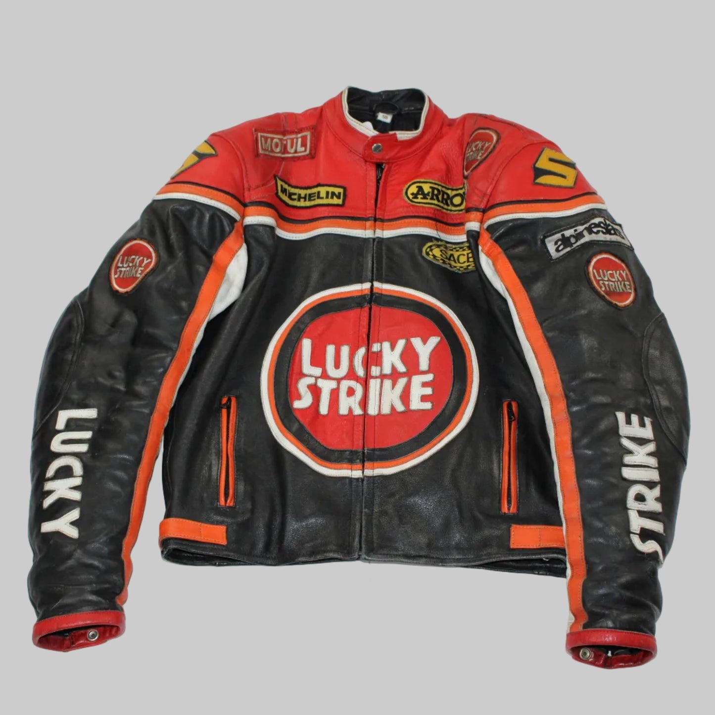 Veste de moto en cuir Suzuki Lucky Strike Replica Schwantz 1993