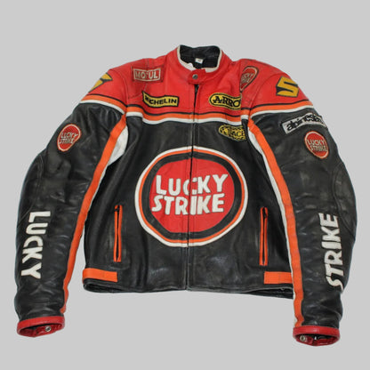 Veste de moto en cuir Suzuki Lucky Strike Replica Schwantz 1993