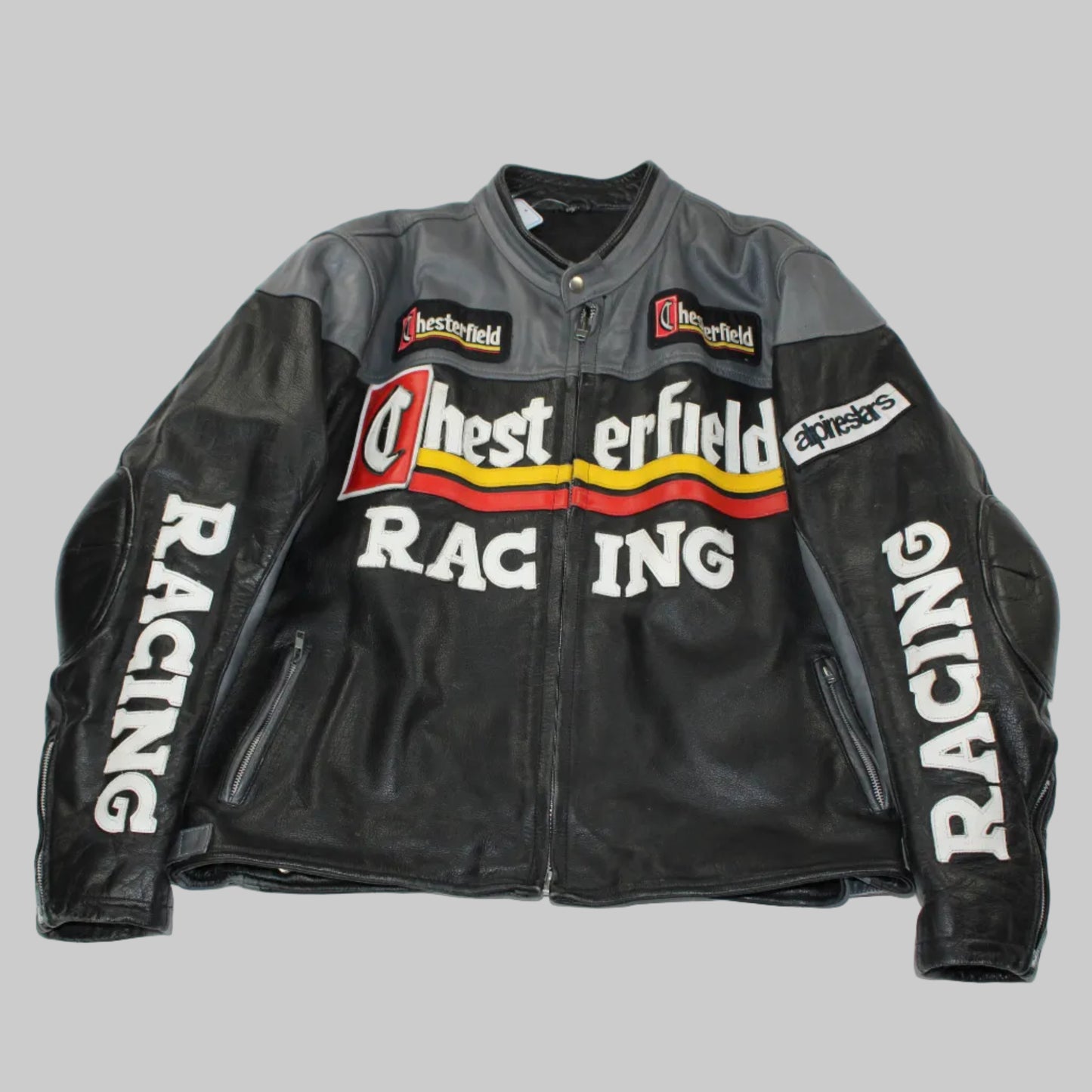 Veste en cuire de moto chesterfield
