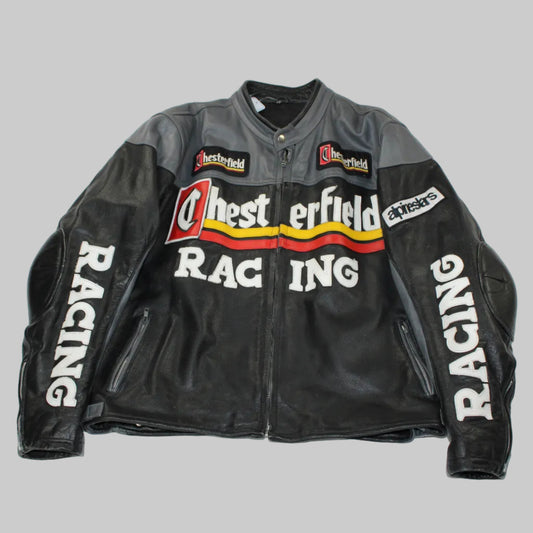 Veste en cuire de moto chesterfield