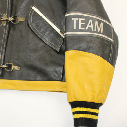 Veste en cuir vintage attache Fireman