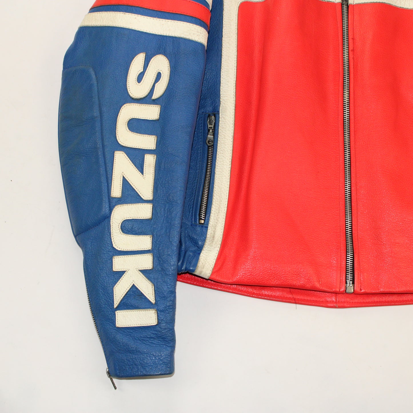 Veste en cuir moto vintage Suzuki GSX-R