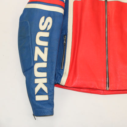 Veste en cuir moto vintage Suzuki GSX-R