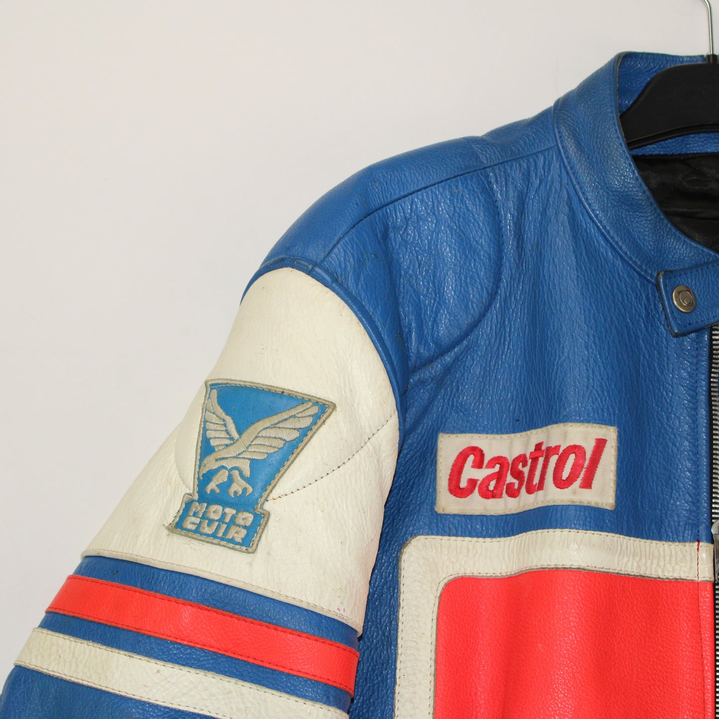 Veste en cuir moto vintage Suzuki GSX-R