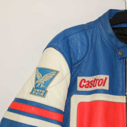 Veste en cuir moto vintage Suzuki GSX-R