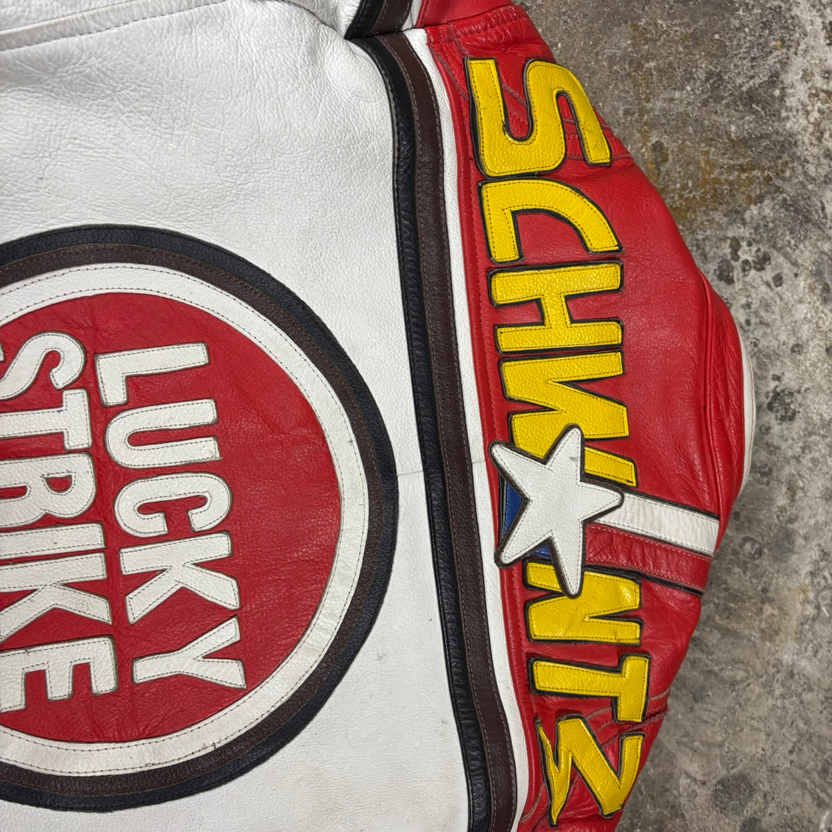 Veste en cuir Lucki Strike Kevin Scwantz 1993